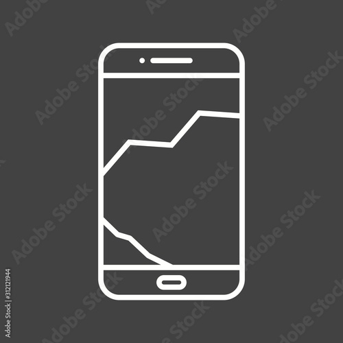 Unique Broken Cell Phone Vector Line Icon