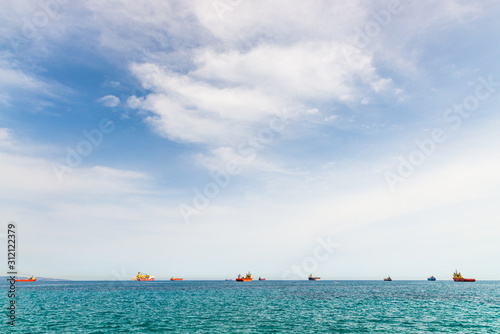 Seascape with several ships