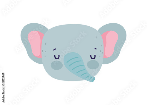 cute elephant head animal wildlife cartoon