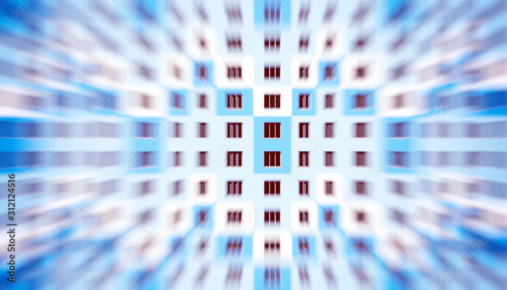 Obraz premium Facade of modern house. Blurred motion effect.