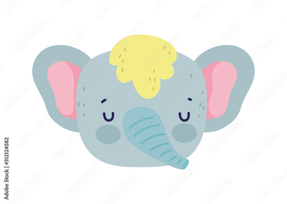 baby shower cute elephant with hair head cartoon baby shower cute elephant with hair head cartoon