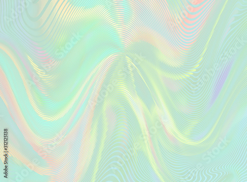 Vector warped lines blue background. Modern abstract creative backdrop with multicolor variable width stripes. Twisted stripes optical illusion. Moire waves.