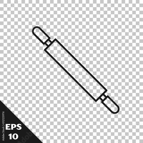 Black line Rolling pin icon isolated on transparent background.  Vector Illustration