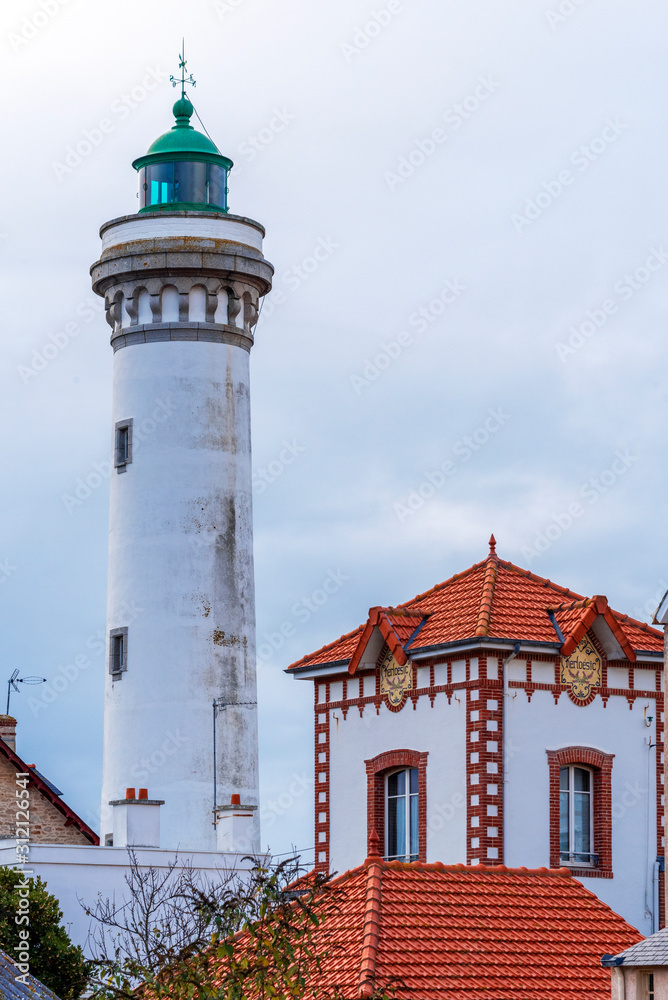 Lighthouse of Port-Maria in Quiberon town, Brittany.