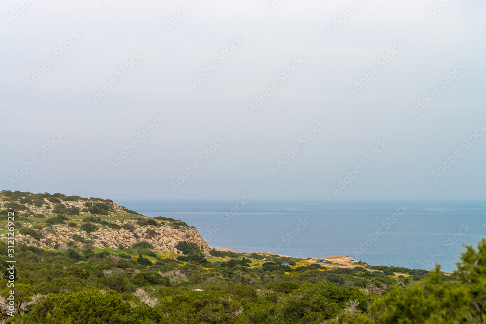 Hills on Mediterranean sea coast in Capo Greco national park