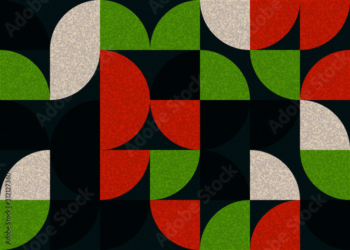 Seamless pattern with random colored quarter circles Generative Art background illustration