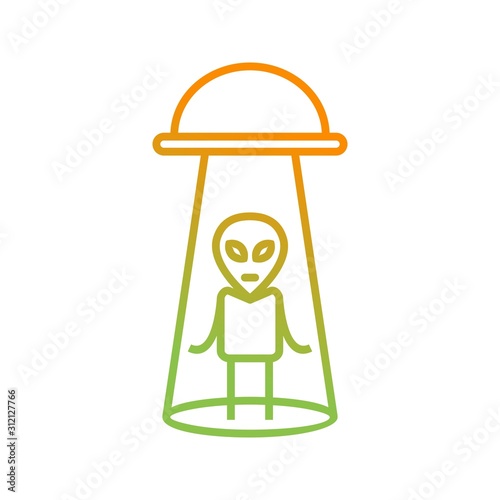 Unique Alien Abduction Vector Line Icon