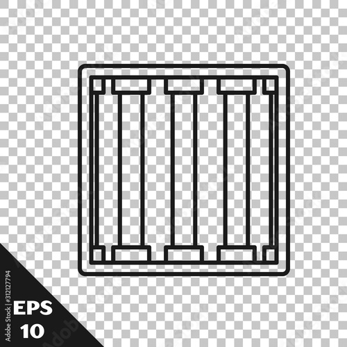 Black line Prison window icon isolated on transparent background.  Vector Illustration