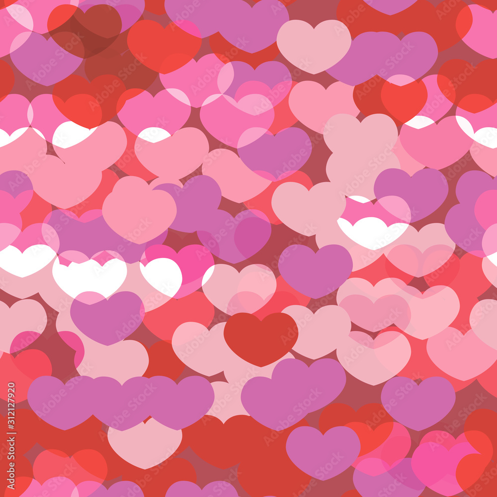 Valentine's day seamless background with paper hearts