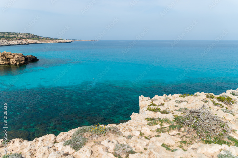 Cliff at the Mediterranean sea shore