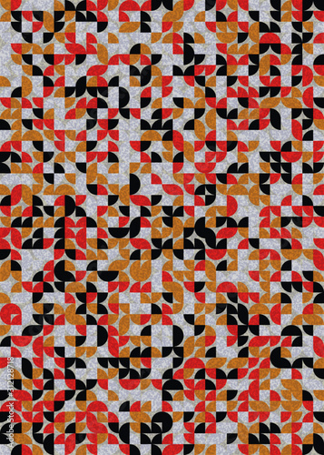 Pattern with random colored quarter circles Generative Art background illustration