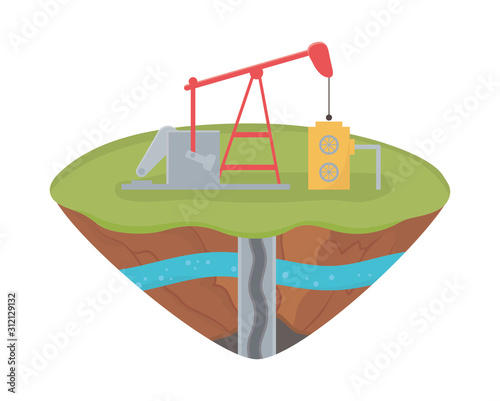 fracking rig petroleum extraction soil layer water underground photo