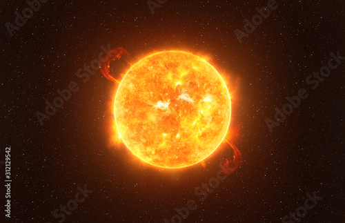Fototapeta Naklejka Na Ścianę i Meble -  Betelgeuse star against starry sky artistic vision, elements of this image furnished by NASA