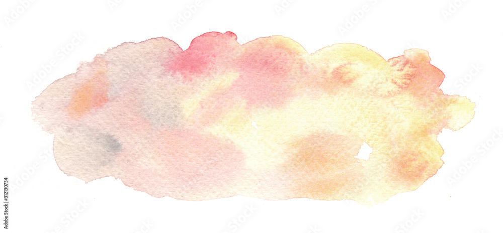 Obraz premium Watercolor hand painted abstract spread color stain illustration texture on white background