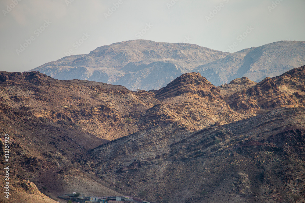 mountain landscape with rocks and sky