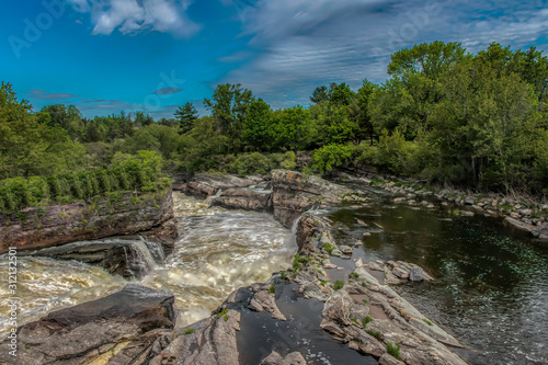 Hog s Back Falls Ottawa raging river through rock canyon with calm pool of water in foreground nobody