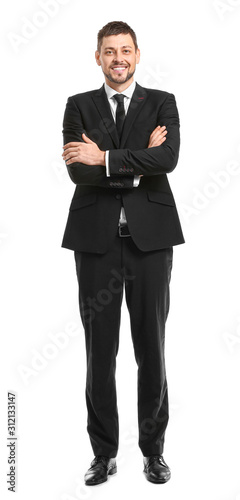 Handsome businessman on whi...