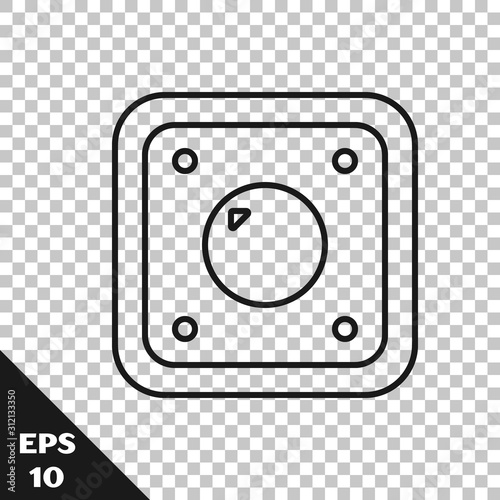 Black line Electric light switch icon isolated on transparent background. On and Off icon. Dimmer light switch sign. Concept of energy saving.  Vector Illustration