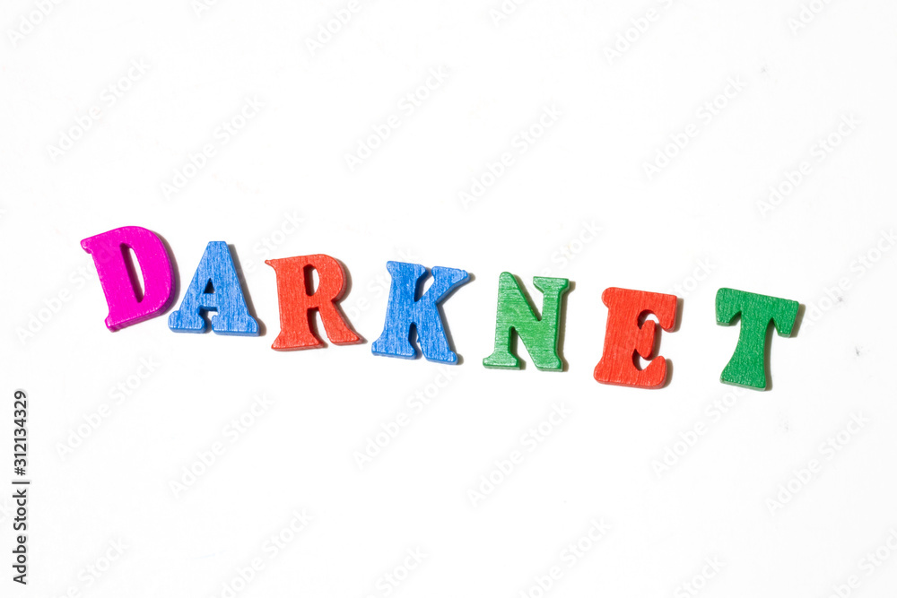 Word darknet made with letter board on white background top view. Copy space Word darknet made with letter board on white background top view. Copy space