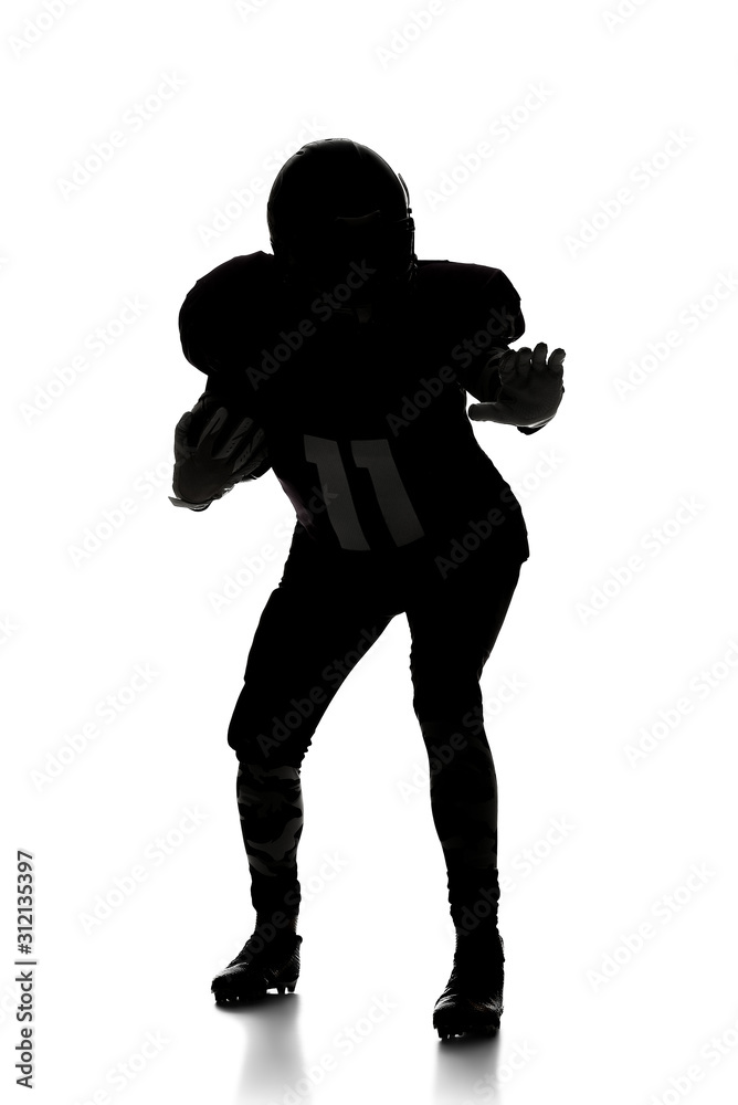 Silhouette of American football player on white background Silhouette of American football player on white background