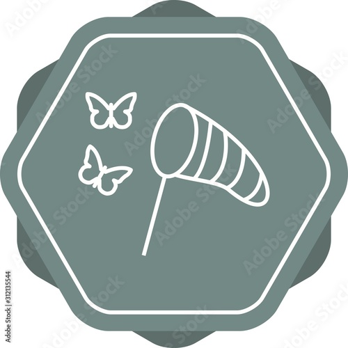 Unique Catching Butterflies Line Vector Icon