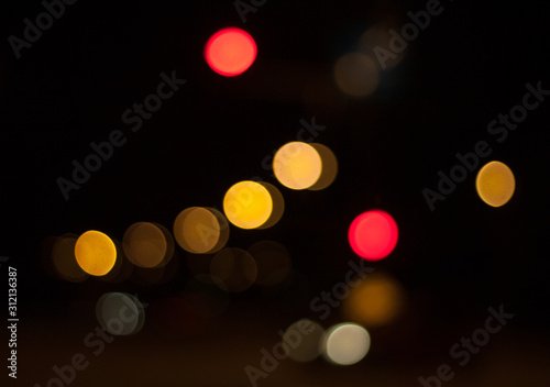 Abstract image of bokeh lights in the city
