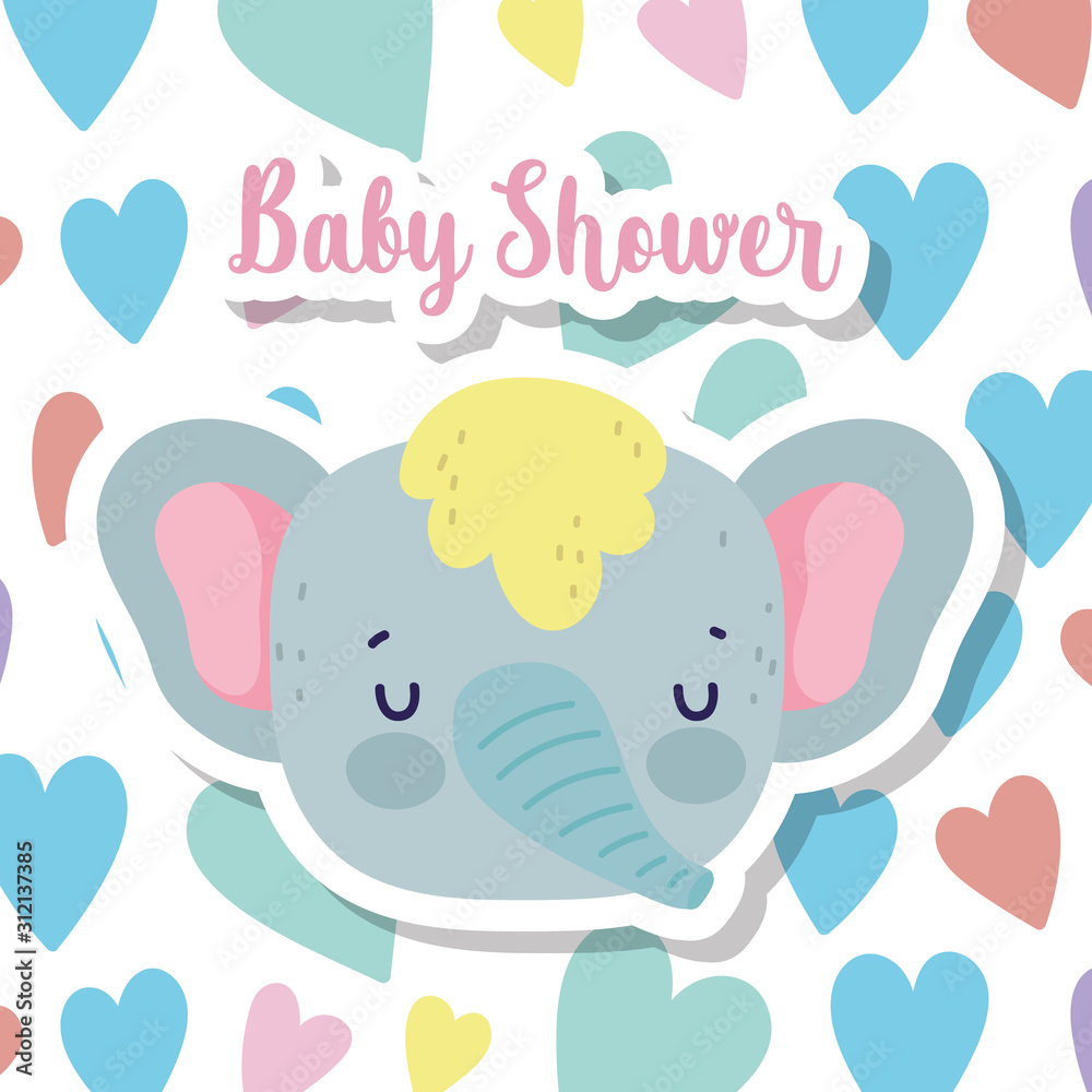 baby shower cute elephant with hair head cartoon baby shower cute elephant with hair head cartoon