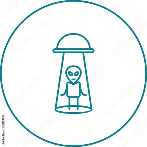 Unique Alien Abduction Vector Line Icon