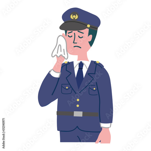 警察官　焦っている　男性