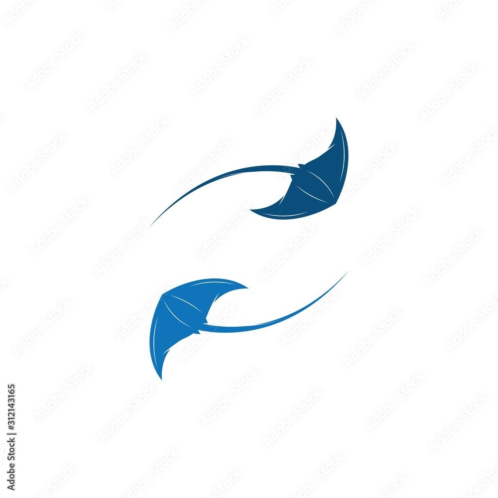 Naklejka premium Stingray logo ilustration vector flat design template