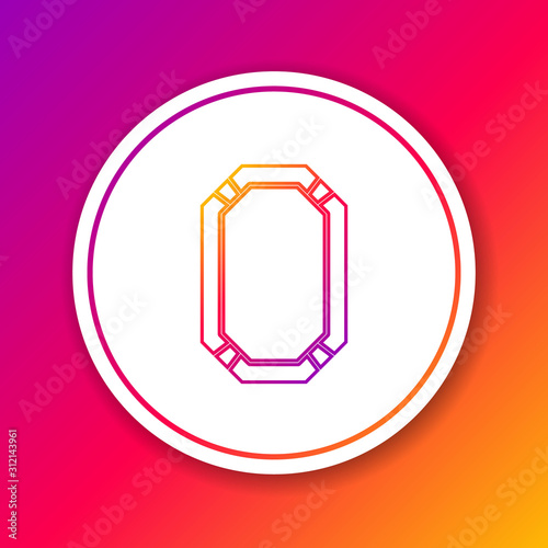 Color line Poker table icon isolated on color background. Circle white button. Vector Illustration