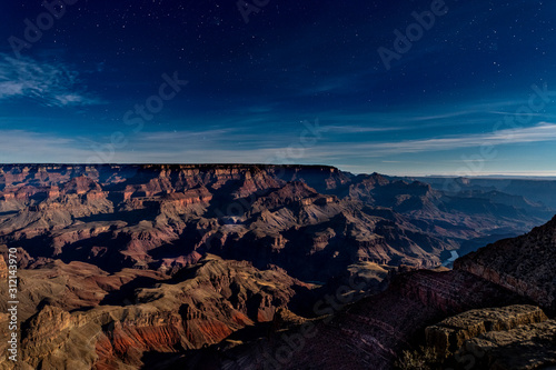 Grand Canyon at Night Lit by Moon