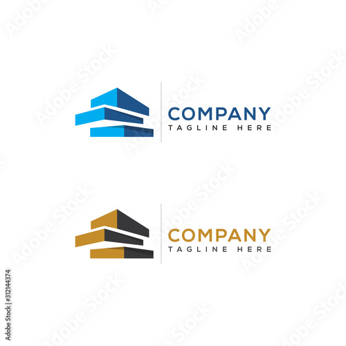 Modern Real Estate company Logo Design. Building, Construction Working Industry logo concept Icon. Residential contractor, General Contractor and Commercial Office Property business logos.