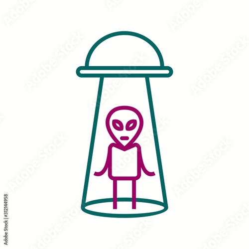 Unique Alien Abduction Vector Line Icon
