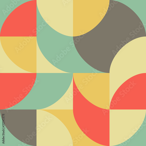 Geometric multicolored pattern of simple shapes. Minimalistic abstract background. Retro print for textiles and plastic. Backdrop for presentation.