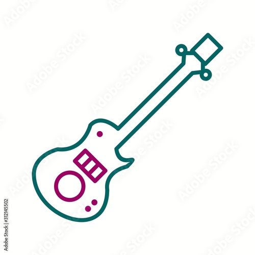 Unique Electric Guitar Vector Line Icon