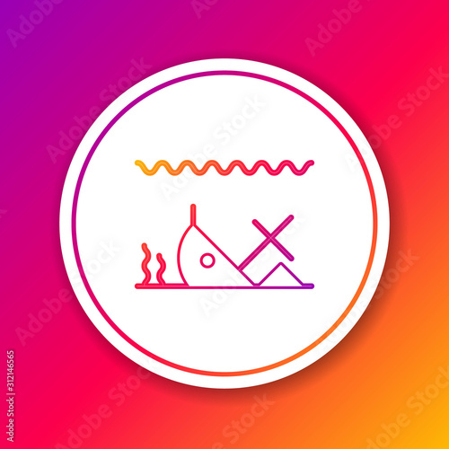 Color line Sunken ship at the bottom of the sea icon isolated on color background. Circle white button. Vector Illustration