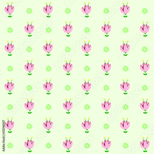 vector cartoon flower seamless repeatable pattern
