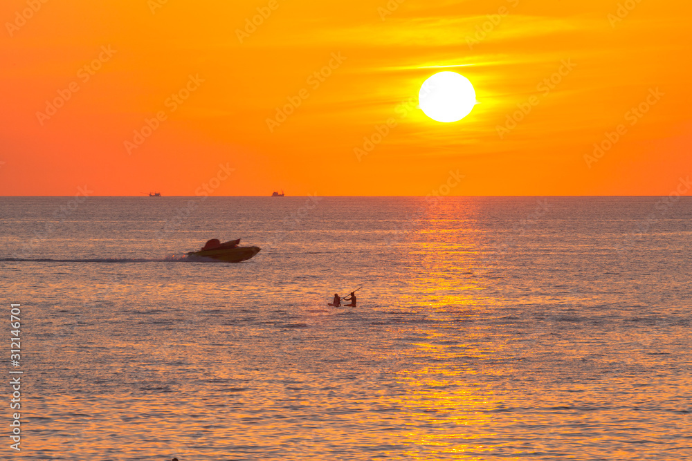 red sunset above the sea at Kata beach Phuket Thailand red sunset above the sea at Kata beach Phuket Thailand