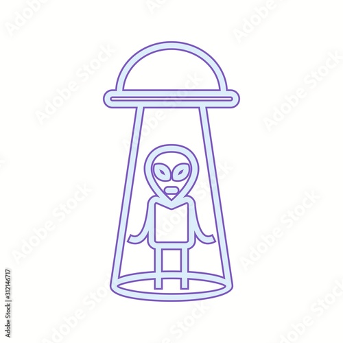 Unique Alien Abduction Vector Line Icon