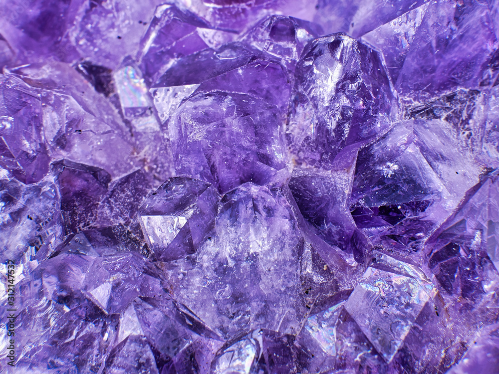 Close-up of amethyst geode, macro, purple Close-up of amethyst geode, macro, purple