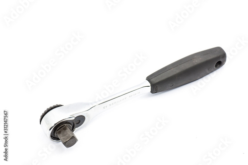 Ratchet (Socket Wrench) with black handle Isolated on White