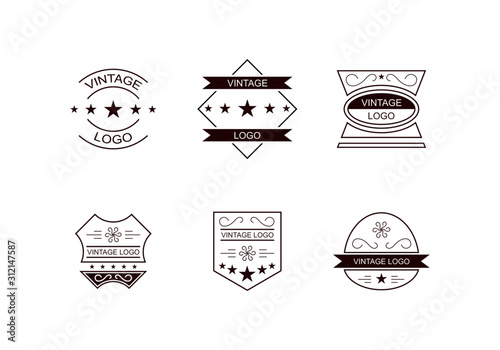 hand drawn set of vintage elements