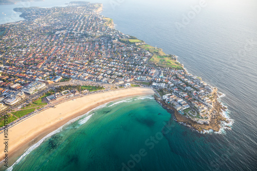 Photography Bondi beach Top down aerial of Sydney