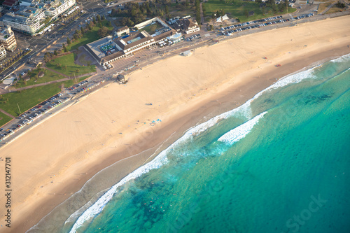 Bondi beach Top down aerial of Sydney photo