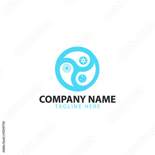 circular design with interconnected elements. The blue color and flowing lines convey harmony, balance, and connectivity. The logo is clean, versatile, and recognizable for a variety of businesses