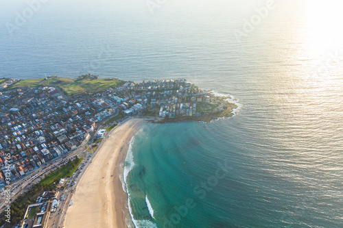 Fototapeta Naklejka Na Ścianę i Meble -  Bondi beach Top down aerial of Sydney