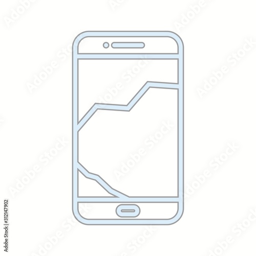 Unique Broken Cell Phone Vector Line Icon