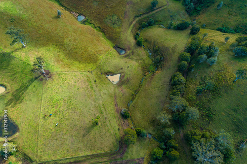 Aerial views over Australian Farm Landscape