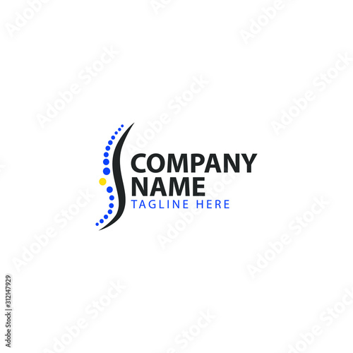 stylized human spine with a vibrant yellow accent. The design symbolizes health, wellness, and the importance of spinal care. The clean lines and bold colors create a professional and modern aesthetic